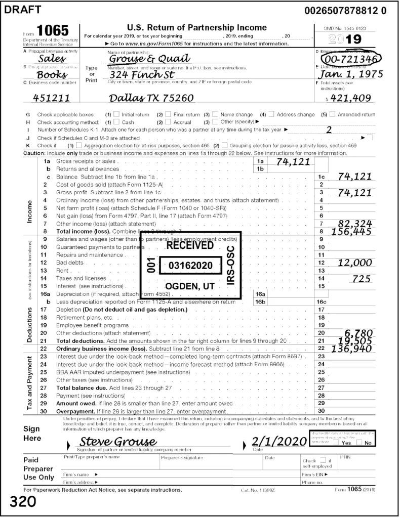 Structure of Form 1065