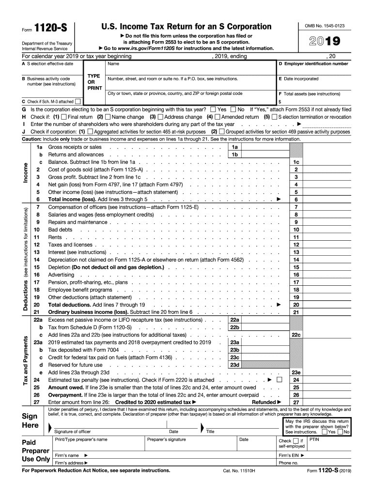 U.S. Income Tax Return for an S Corporation
