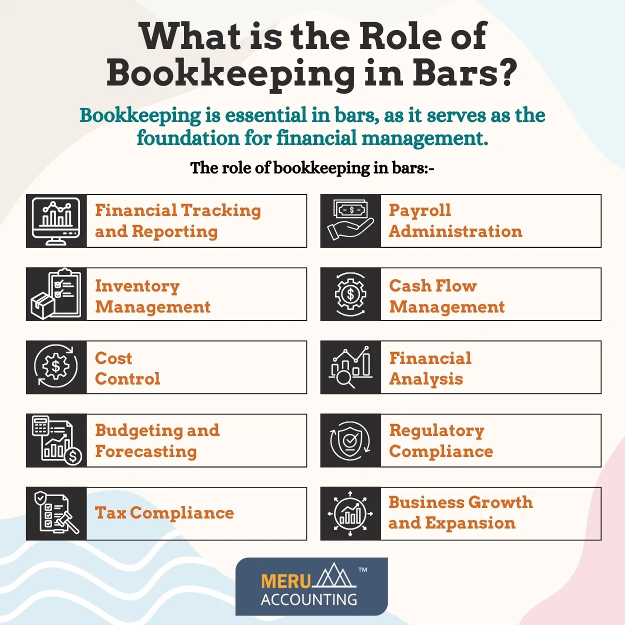 What is the role of bookkeeping in bars?

